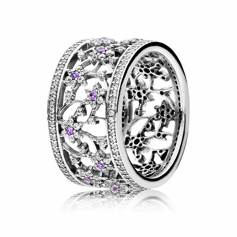 Pandora Forget Me Not Statement Ring - Sterling Silver/Purple/Cubic Zirconia - Canada | FN5708OY